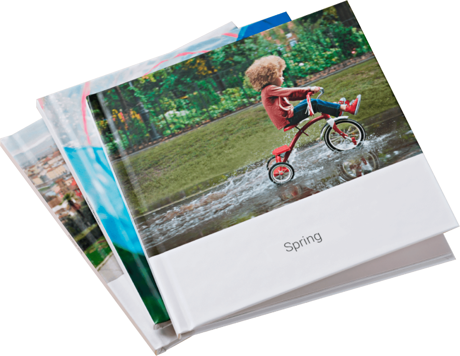Varios photobooks Kumbuc impresos, apilados